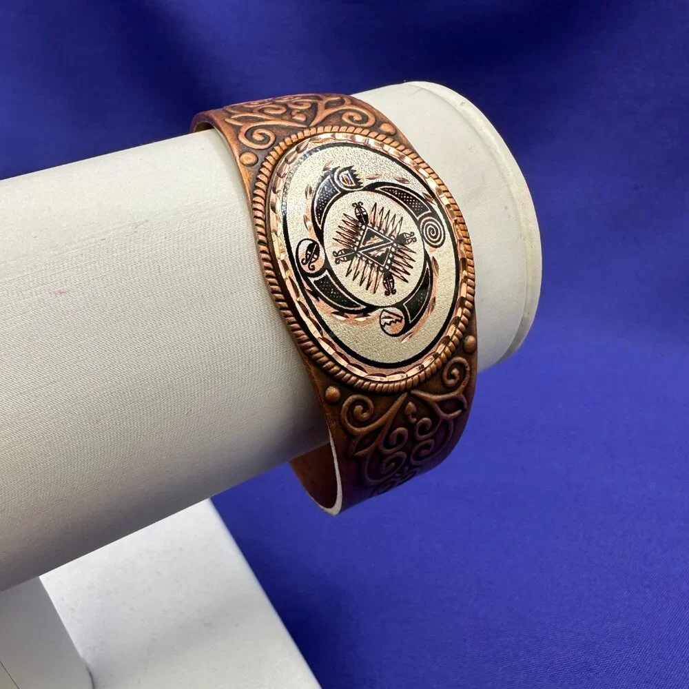 Southwest Copper “4 Elements” Cuff Bracelet - Picture 2 of 14